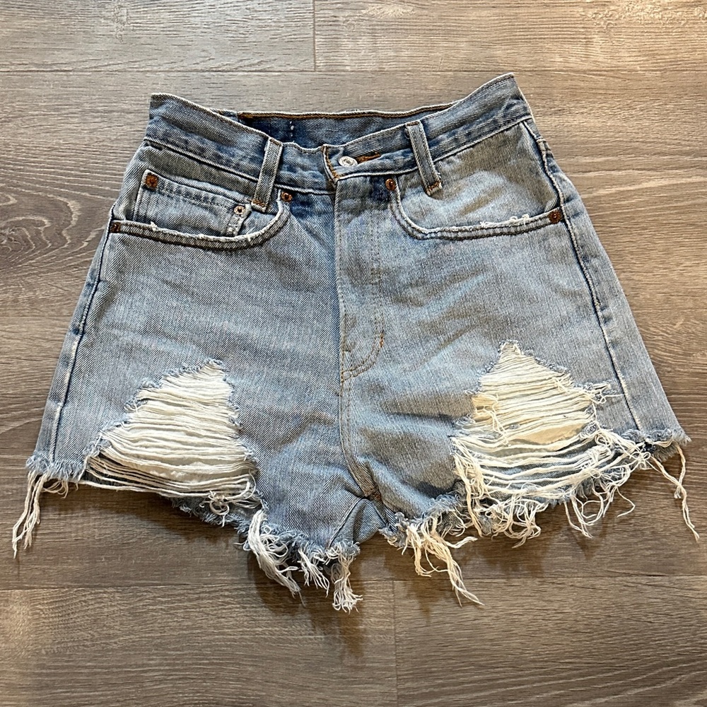 Levi's Light Blue Distressed Jean Shorts
